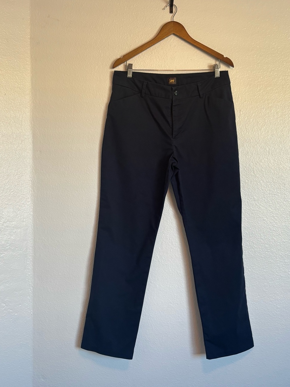 Lee women’s Classic Straight wrinkle free trousers in Navy Blue - Picture 1 of 7